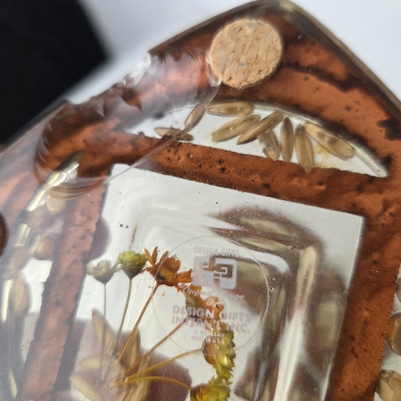 Vintage Resin & Wood Coaster Set | Botanical Inlay | Mid-Century Boho (Set of 4) - Picture 9 of 16